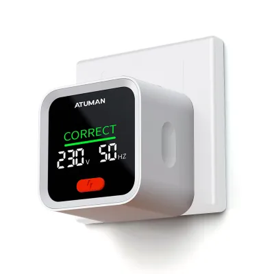 Produktbild von ATuMan ST2 Steckdosentester, intelligenter Steckdosendetektor mit LCD-Display mit Hintergrundbeleuchtung fuer Zuhause, 10 A/16 A, frei schaltbarer Steckdosenpruefer fuer Verdrahtungsprobleme