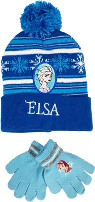 Produktbild von Disney Die Eiskönigin Elsa Kinder Herbst Wintermütze plus Handschuhe – Blau / 52