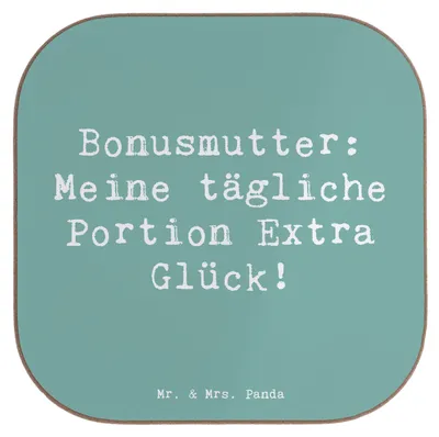 Produktbild von Mr. & Mrs. Panda Untersetzer Glas Spruch Bonusmutter Glück - Meeresbrise - Geschenk, Dankeschön, Freude, persönliche Erinnerungen, gläseruntersetzer, Wertschätzung