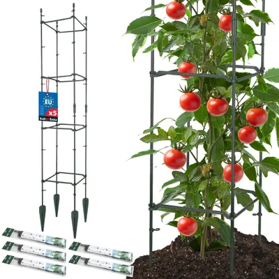 Image de KOTARBAU® Lot de 5 tuteurs modulaires 21 x 21 x 120 cm - Tuteur carré en plastique pour plantes grimpantes et légumes - Brise-vue