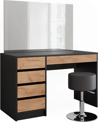 Produktbild von Schminktisch Vicco Sherry Anthrazit/Goldkraft Eiche 120 x 75 cm mit Spiegel und Hocker, Model 52028