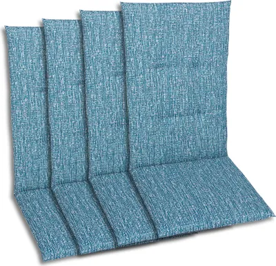 Produktbild von GO-DE Textil, Sesselauflage Hochlehner, 4er-Set, Farbe: blau, Maße ca.: 118 cm x 48 cm x 5 cm