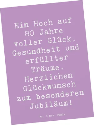 Produktbild von Mr. & Mrs. Panda Postkarte Spruch 80. Geburtstag Freude - Lavendeltraum - Geschenk, Fotokarte, Geburtstagswünsche, Geburtsjahr, bildkarte, Happy Birthday, Ansichtskarte