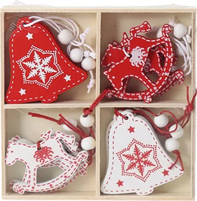 Image de Décorations de Noël Pendentif d'arbre de Noël en bois 12 pièces Noël