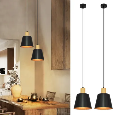 Immagine prodotto di ZMH lampada a sospensione sala da pranzo vintage lampada a sospensione 2 x industriale nero luce a sospensione metallo E27 tavolo da pranzo lampada retro sala da pranzo lampada 1 fiamma lampada a sospensione per cucina camera da letto soggiorno corridoio bar