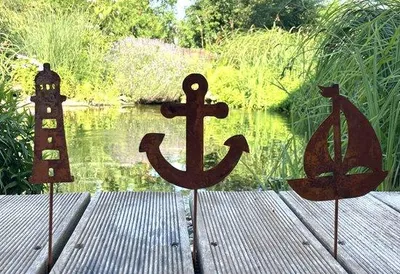 Zdjęcie produktu dla Zestaw 3 metalowych lamp ogrodowych w stylu rustykalnym