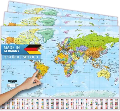 Produktbild von Weltkarte XXL Poster - 140 x 100 cm | Riesige Weltkarte in gestochen scharfer Qualität | 3D Relief Weltkarte als Wanddekoration für Zuhause und Büro