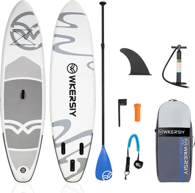 Obrázek produktu pro WKERSIY stand-up paddle board, nafukovací surfovací prkno SUP, protiskluzová měkká horní deska EVA, 320 x 83 x 15 cm, šedá barva
