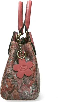 Produktbild von Laura Vita Damen Henkeltasche mit Blumenmuster und Schlangenoptik Antara 10, Farbe:Rot