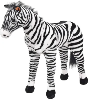 Obrázek produktu pro Stojící plyšová hračka zebra černá a bílá XXL