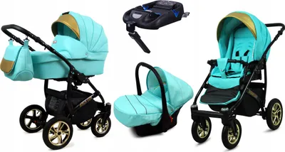 Obrázok produktu pre BabyLux® Gold Lux | Kočík 4v1 Set | Mint | Kombinovaný kočík | Sada kočíkov | Isofix-Bas