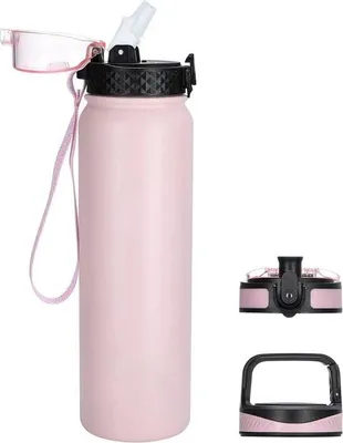 Produktbild von Doppelwandige Edelstahl-Thermosflasche 1L, leckenfreie Sportwasserflasche