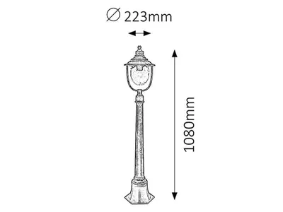 Immagine prodotto di Rabalux 8679 Lampada da terra per esterni Barcelona, E27, oro, rotonda, vintage/romantica, ø223mm