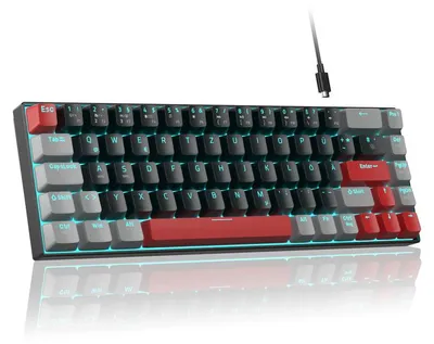 Produktbild von Gaming Tastatur mechanisch, 69 Tasten, QWERTZ DE, Red Switch, USB, 65 % Layout, einfarbige Beleuchtung