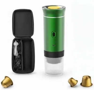 Immagine prodotto di Set valigetta e macchina da caffè portatile senza fili Planet Tech 3 in 1, 20 bar, Compatibile con capsule Nespresso, Dolce Gusto, Caffè macinato, Verde