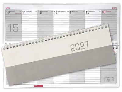 Produktbild von Tischkalender 2027 quer 1 Woche 1 Seite - Schreibtischkalender mit Ringbindung, Notizen & Adressen