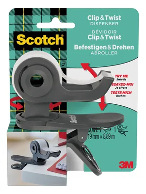 Produktbild von Scotch™ Clip & Twist Klebeband Abroller + Scotch® Magic™ Klebeband - 19mm×8,89m