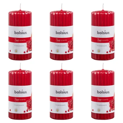 Obrázok produktu pre Bolsius Bolsius Geurkaarsen geribbeld 6 ks 120x58 mm granátové jablko