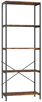 Immagine prodotto di Libreria a 5 ripiani in metallo con rivestimento in melamina | Colore: marrone | Dimensioni: 79x35x161 cm