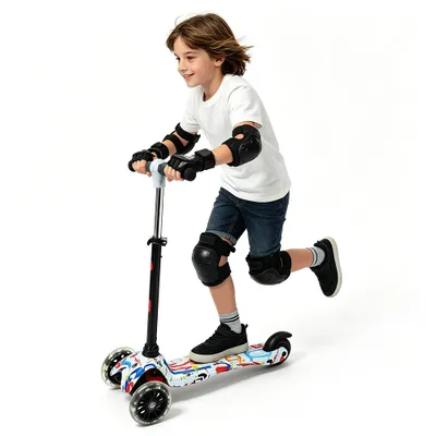 Produktbild von Kinderroller,3-Rad Balance-Roller mit LED-Rädern,Faltbarer Kinder Scooter mit höhenverstellbarem Lenker,Cityroller für 3–8 Jahren Kinder