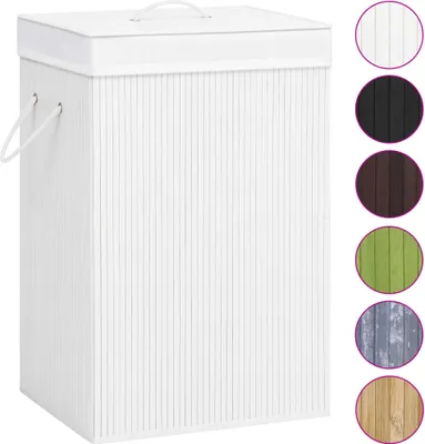 Produktbild von vidaXL Bambus-Wäschekorb mit 2 Fächern Weiß 72 L