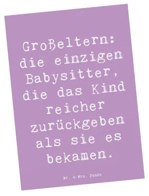Produktbild von Mr. & Mrs. Panda Grußkarte Spruch Großeltern Babysitter - Lavendeltraum - Geschenk, Weisheit, Familie, Generationen, Postkarte, Familienmitglieder, Ansichtskarten
