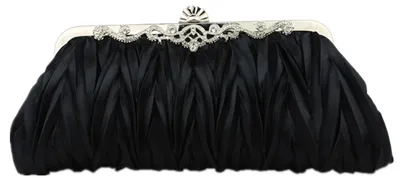 Immagine prodotto di Fioeyr: Pochette da donna in raso, plissettata, con catena removibile, elegante