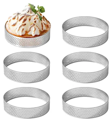 6er-Set Dessertringe aus Edelstahl, 8 cm, perforiert