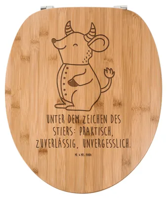 Produktbild von Mr. & Mrs. Panda WC Sitz Stier Astrologie - Transparent - Geschenk, Holz Toilettendeckel, Brille, Sternzeichen, Geburtstagsgeschenk, Klobrille, Tierkreiszeichen