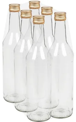 Produktbild von Glasflasche mit goldenem Schraubdeckel 6x 500ml