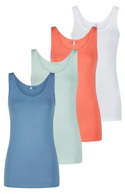 Produktbild von ONLY Tank Top Damen Baumwolle Stretch Slim Fit Onllive LUV 4er Pack Set Basic Sh