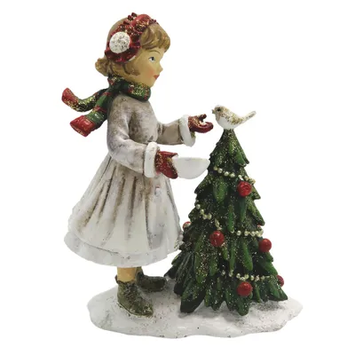 Produktbild von Clayre & Eef Figur Kind 9x5x12 cm Weiß Grün Kunststoff