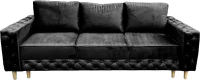 Produktbild von Ares Meble Sofa Mit Schlaffunktion KOMO - Sofa 3-Sitzer, Schlafsofa Mit Bettkasten, Samt Sofa, 240x98 cm - Beine aus Sonoma - Schwarz
