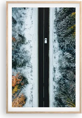 Produktbild von Gerahmtes Poster - Rahmen in heller Eiche - Wald Weg Schnee - 61x91,5 cm - Wand Bild - Wanddeko - Wandbilder - Kunstposter - Wandposter - Bilderrahmen - Bilder - Kunstdruck - P2NPA61x91-4654