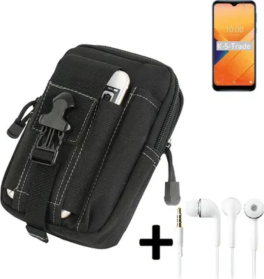 Produktbild von K-S-Trade Gürteltache + Kopfhörer kompatibel mit Wiko Y81 Gürtel Tasche Holster Schutz Hülle Handy Hülle  schwarz inkl. Extrafächer