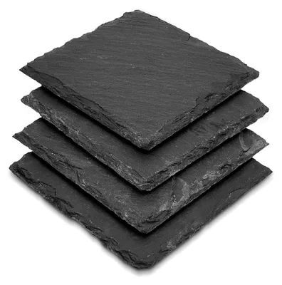 Schiefer-Untersetzer-Set, 4 Stück, quadratisch, 10x10x1 cm