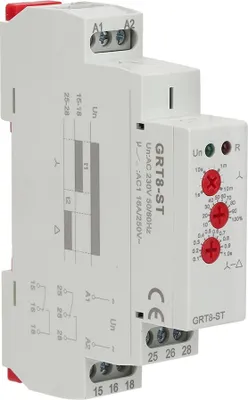 Produktbild von GRT8-ST Stern-Dreieck Timer mit Verzögerung, Soft Starter Relais für Motorstart, Einstellbare Zeiten 0,1s–10min, 12–240V AC/DC, DIN-Schienenmontage