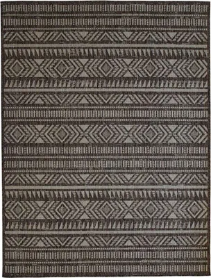 Obrázok produktu pre Koberec do interiéru a exteriéru, v štýle juty, etnický vzor, 133 x 170, hnedý