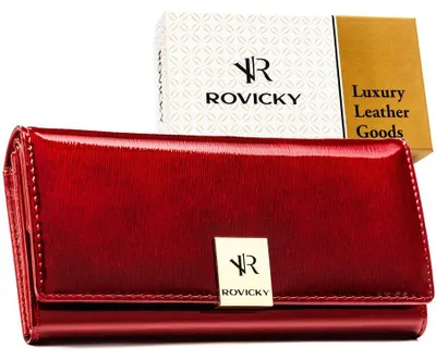 Obrázok produktu pre Rovicky dámska peňaženka z lakovanej kože červená RFID 18,5 cm