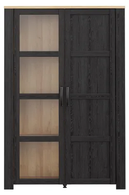 Produktbild von Stauraumvitrine >BOHOL< in Eiche Nachbildung / Cabezone - 106,4x160,6x42cm (BxHxT)