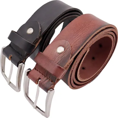 Produktbild von SK Belts - 2 Stück - Herrengürtel - Damengürtel - Schwarz und Cognac - 115 cm
