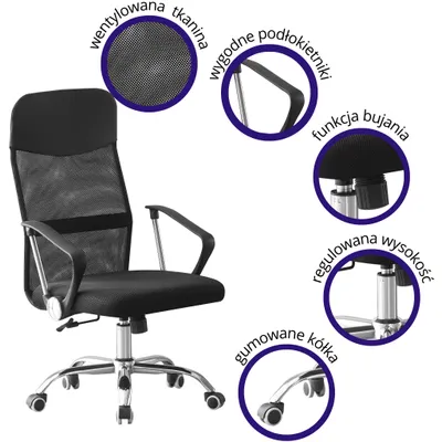Produktbild von Tivo Drehstuhl, Bürostuhl, Armlehnen, Schwarz, Neigefunktion, Wippfunktion