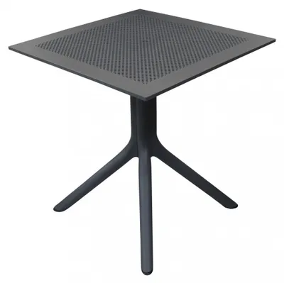 Image de Table carrée anthracite 80 x 80 cm en polypropylène résistant pour l'extérieur Jarvis