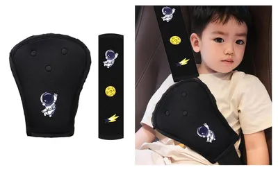 Immagine prodotto di Cuscini di sicurezza per auto, set da 2 pezzi, neri, per protezione del collo e dell'addome, adatti ai bambini