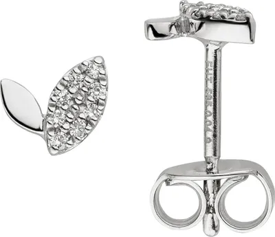 Produktbild von Ohrstecker aus 585 Gold Weißgold mit 16 Diamanten Brillanten Ohrringe Ohrschmuck