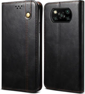 Produktbild von Xiaomi Poco X3 NFC Hülle, LaimTop Leder Flip Brieftasche Schutzhülle für Xiaomi Poco X3 NFC / Poco X3 Pro Schwarz