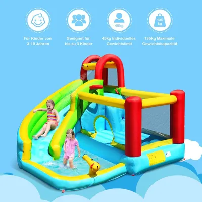 Produktbild von Aufblasbare Hüpfburg mit Rutsche Sprungbereich Springburg Spielpool 320 x 305 x 213 cm