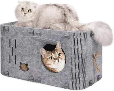 Image de Grande maison pour chat résistante aux griffures, adaptée à l'hiver, 56 x 30 x 30 cm, en bois, isolante