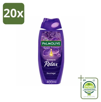 Imagen del producto de 20 unidades de gel de ducha Palmolive Aroma Essences Ultimate Relax, 400 ml cada uno. Pack grande