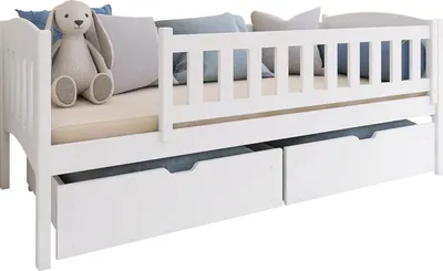 Produktbild von MIRJAN24 Kinderbett mit Stauraum Gucio 90, Bett mit zwei Bettschubladen, Lattenrost Flex, 208x96x75 cm (Farbe: Weiß)